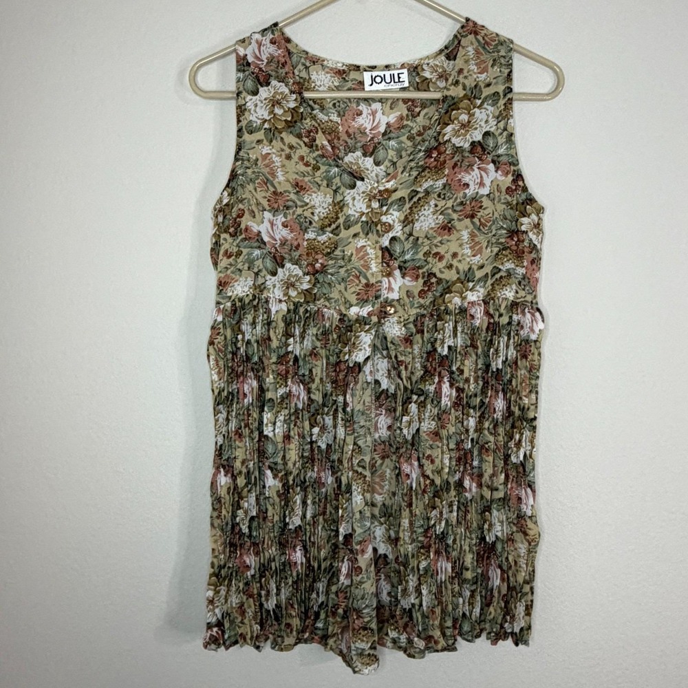 Vtg Y2K Top Womens S Babydoll Cami Fairy Floral Mesh Tank Peasant Boho Cottage